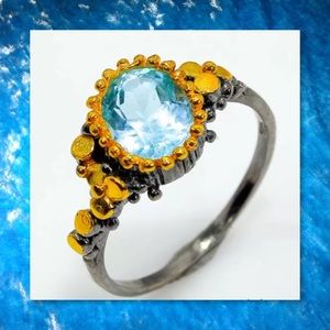 JUST IN🆕 Natural Blue Topaz 925 Silver Ring